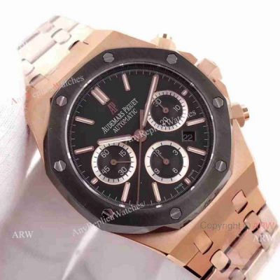 Fake Swiss 7750 Audemars Piguet Royal Oak All Gold Black Chronograph Gift Watch